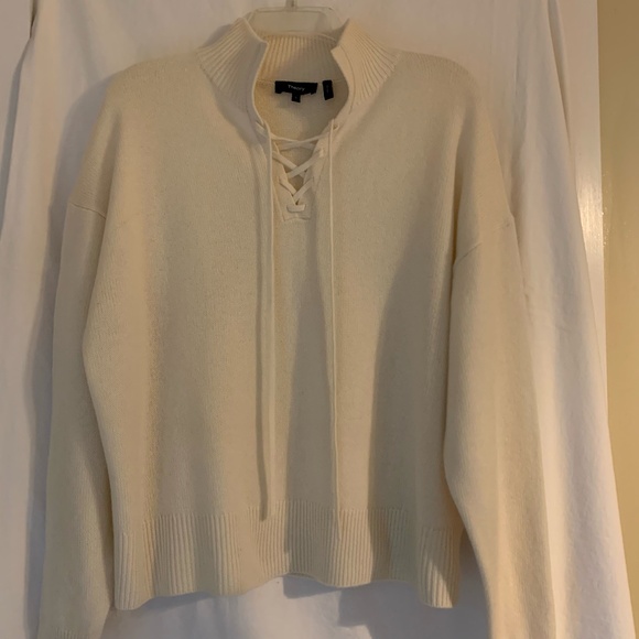 Theory 100% cashmere sweater with lace up neckline - Picture 1 of 7